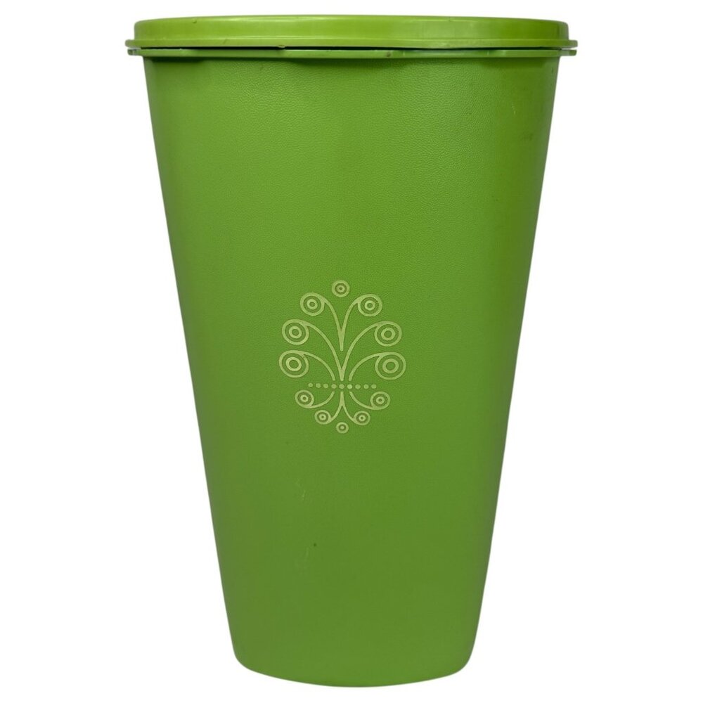 Vintage Tupperware Tall Canister With Lid Apple Green Servalier 10” Storage 1222